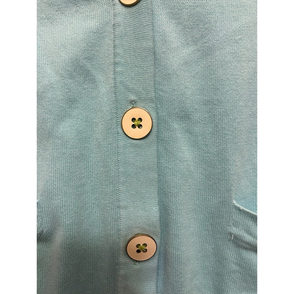Lilly Pulitzer Solid Teal Blue Cardigan White Buttons Womens Size Small S - Picture 3 of 5